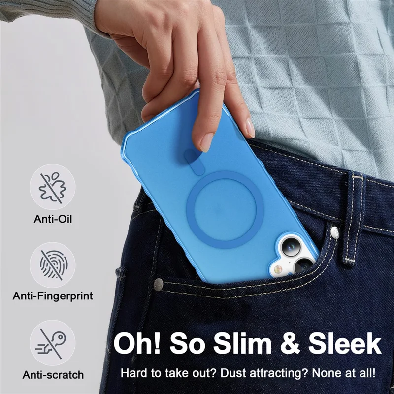 For iPhone Air Case Compatible with MagSafe Small Wavy Edge PC + TPU Phone Cover - Blue