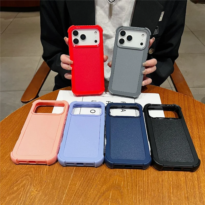 For iPhone 17 Pro Max Case 3 in 1 Shockproof PC TPU Matte Phone Back Cover - Blue