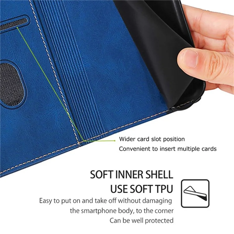 For Samsung Galaxy A17 5G / A17 4G Case Leather Wallet Phone Cover with Straw Hat Magnetic Clasp - Blue