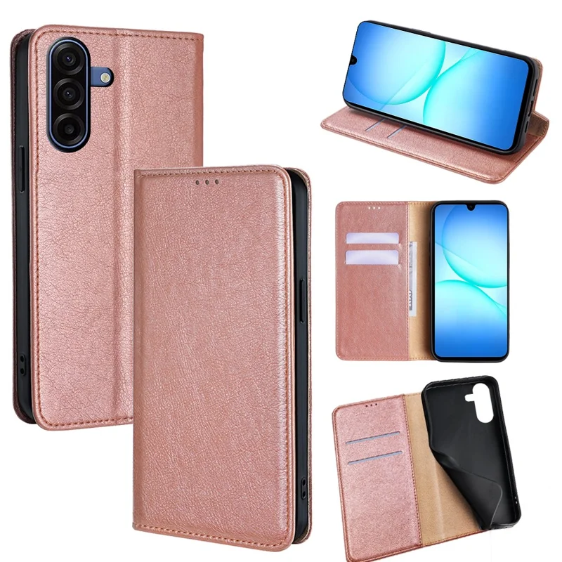 For Samsung Galaxy A17 5G Case Wallet PU Leather Magnetic Auto-Absorbed Phone Cover - Rose Gold