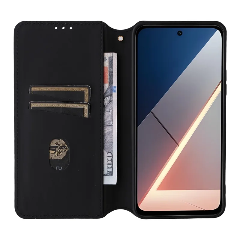Чехол-книжка для Xiaomi Poco M7 Plus 5G / Poco M7 4G (169 мм) с ромбовидным тиснением из кожи - Красный