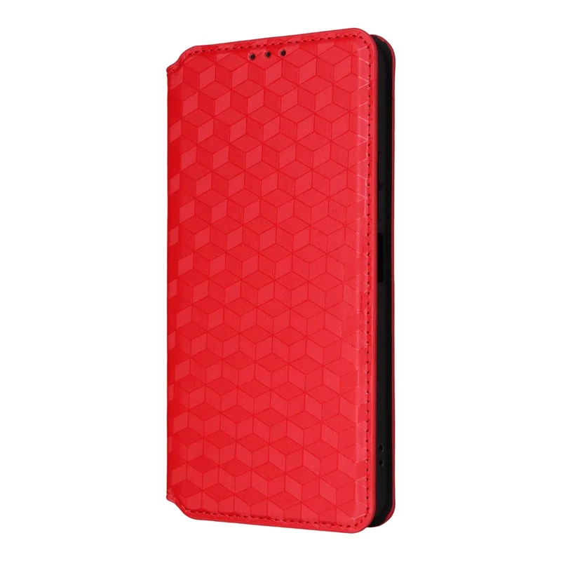 Чехол-книжка для Xiaomi Poco M7 Plus 5G / Poco M7 4G (169 мм) с ромбовидным тиснением из кожи - Красный