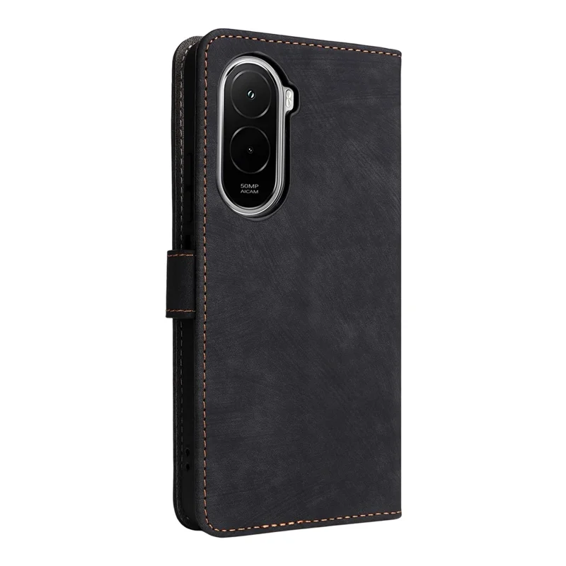Для Xiaomi Poco M7 Plus 5G / Poco M7 4G (169 мм) Чехол-бумажник с блокировкой RFID, чехол для телефона из искусственной кожи со стойкой и ремешком - черный