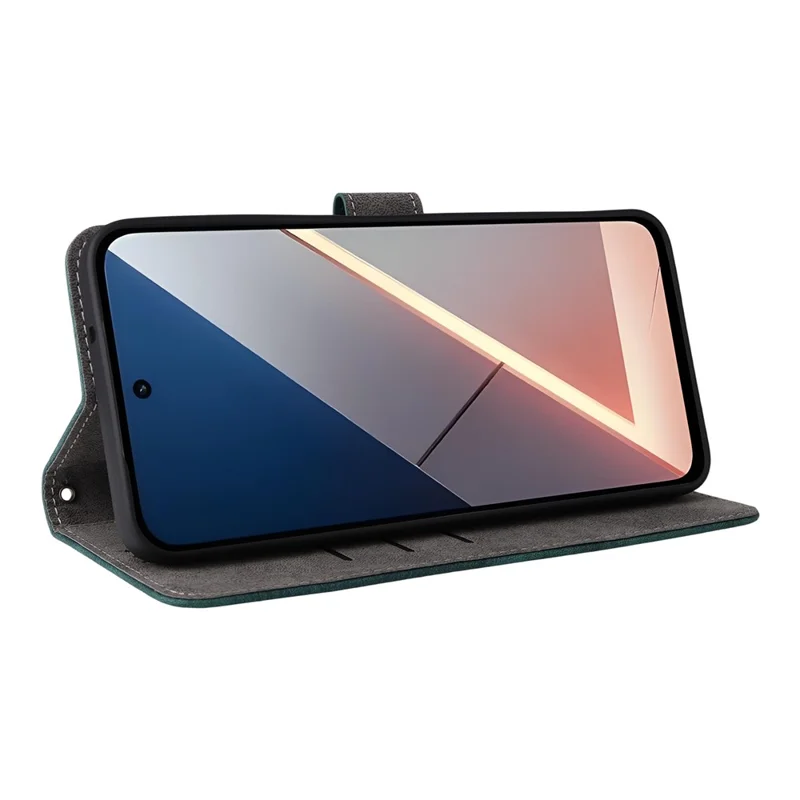 For Xiaomi Poco M7 Plus 5G / Poco M7 4G (169mm) Case Wallet RFID Blocking PU Leather Phone Cover Stand with Strap - Green