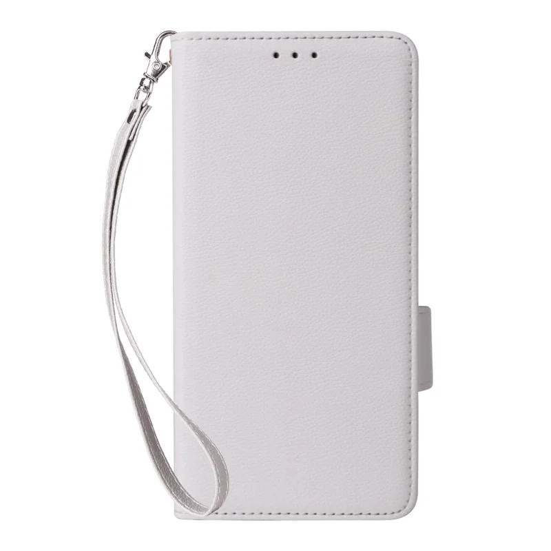 Étui pour Xiaomi Poco M7 Plus 5G / Poco M7 4G (169 mm) - Texture de litchi, étui en cuir portefeuille avec dragonne - Blanc