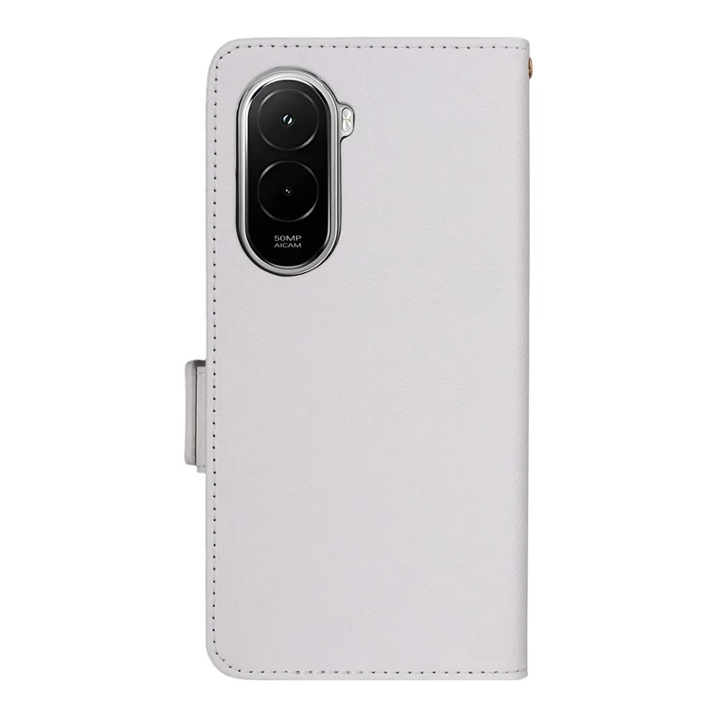 Étui pour Xiaomi Poco M7 Plus 5G / Poco M7 4G (169 mm) - Texture de litchi, étui en cuir portefeuille avec dragonne - Blanc