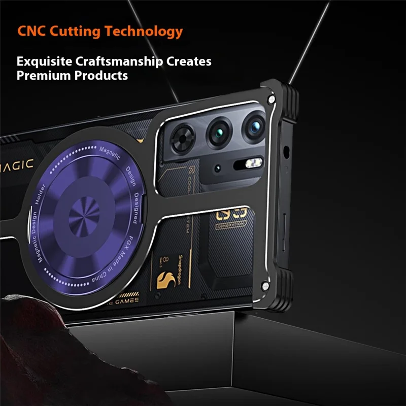 Metal Case for ZTE nubia Red Magic 10 Pro 5G / 10 Prо+ 5G / 10S Pro 5G / 10S Pro+ 5G / 9 Pro 5G / 9 Pro+ 5G / 9S Pro 5G / 9S Pro+ 5G Kickstand Cover - Black / Purple