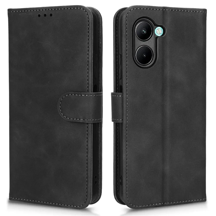 Couvercle du Téléphone Pour Les Chocs Pour Realme C33 2023 4G / C33 4G Étauche de Pepellet de Cuir PU PU PU Avec Support Pliable - Noir