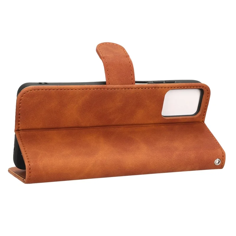 لـ Motorola Moto E22 4G / E22i 4G غطاء جلد PU بملمس ناعم مع محفظة وحامل قابل للطي مقاوم للسقوط - بني