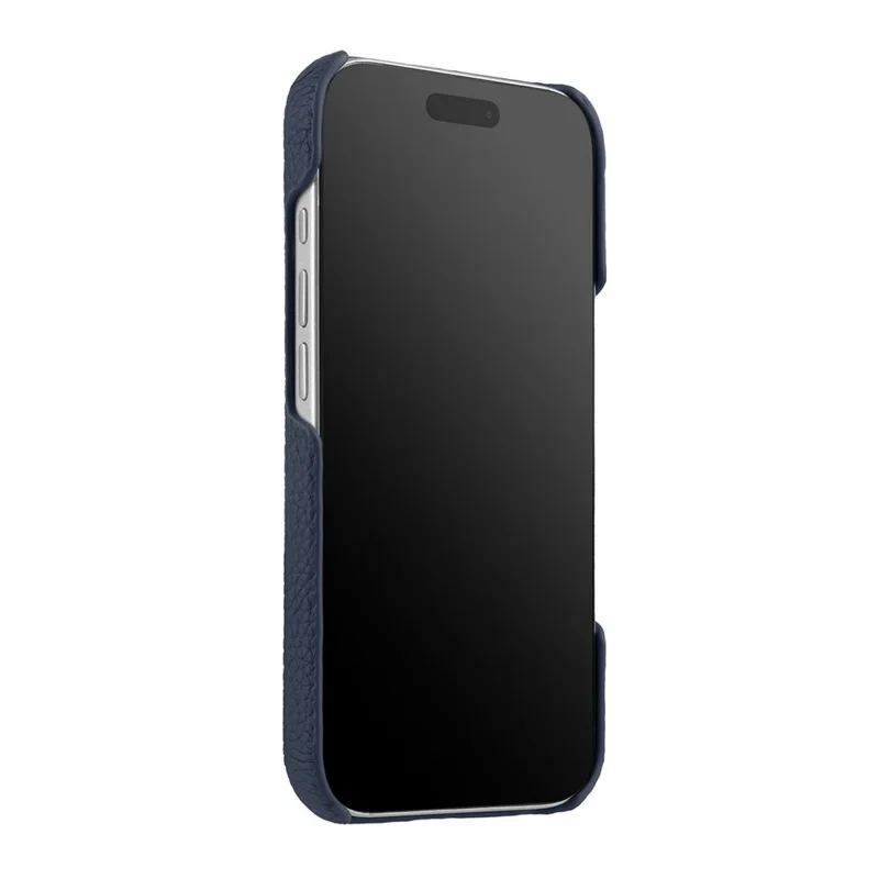 MELKCO For iPhone 17 Pro Max Case Genuine Cow Leather PC Phone Cover Compatible with MagSafe - Dark Blue