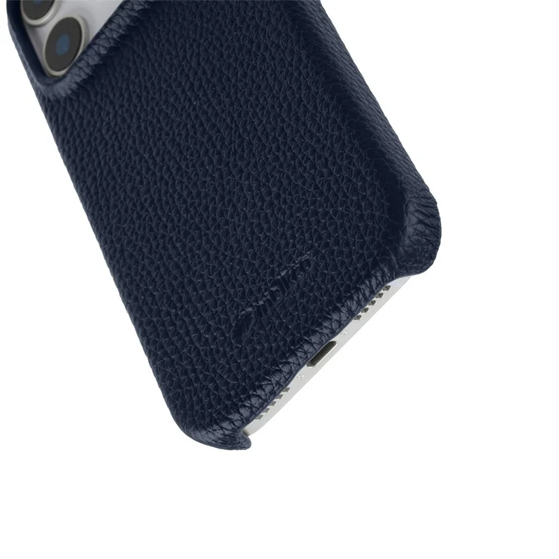 MELKCO For iPhone 17 Pro Max Case Genuine Cow Leather PC Phone Cover Compatible with MagSafe - Dark Blue