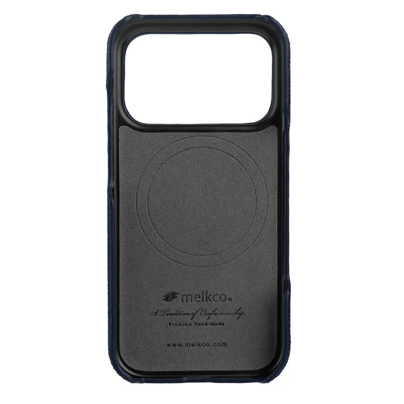 MELKCO For iPhone 17 Pro Case Genuine Cow Leather PC Phone Cover Compatible with MagSafe - Black