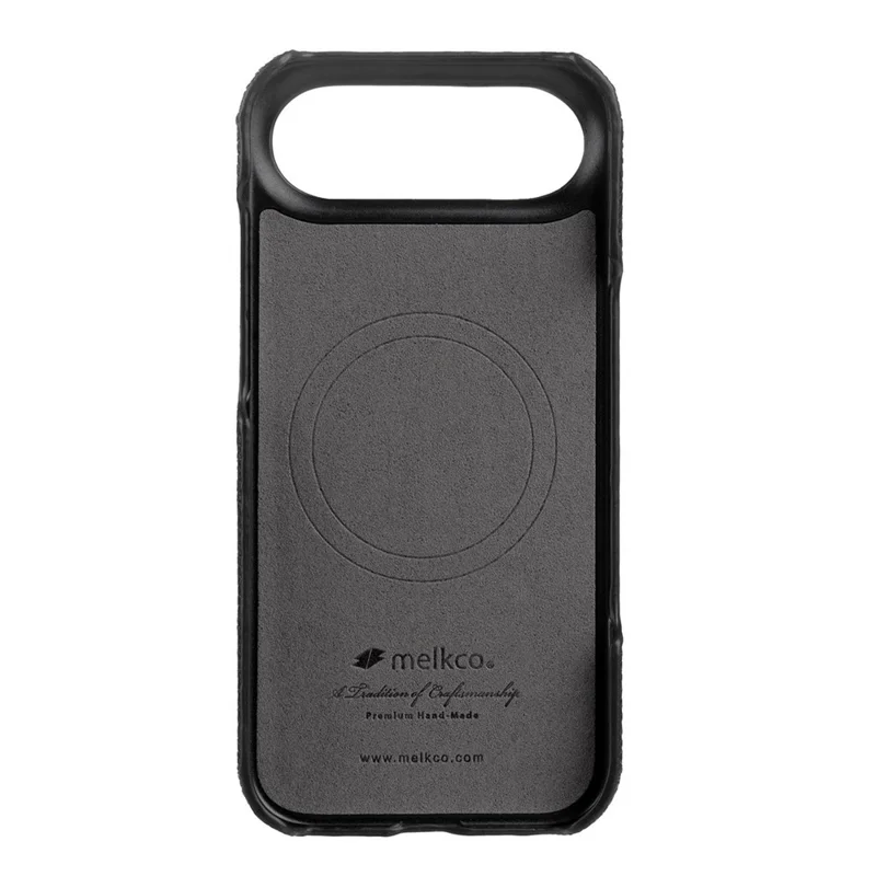 MELKCO For iPhone Air Case Genuine Cow Leather PC Phone Cover Compatible with MagSafe - Black