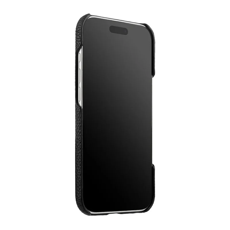 MELKCO For iPhone Air Case Genuine Cow Leather PC Phone Cover Compatible with MagSafe - Black
