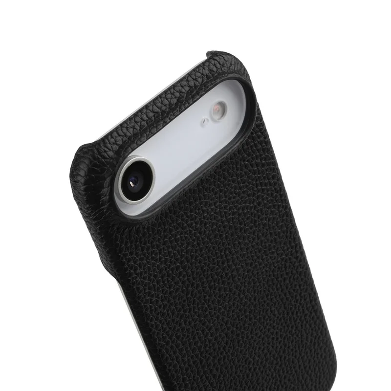 MELKCO For iPhone Air Case Genuine Cow Leather PC Phone Cover Compatible with MagSafe - Black