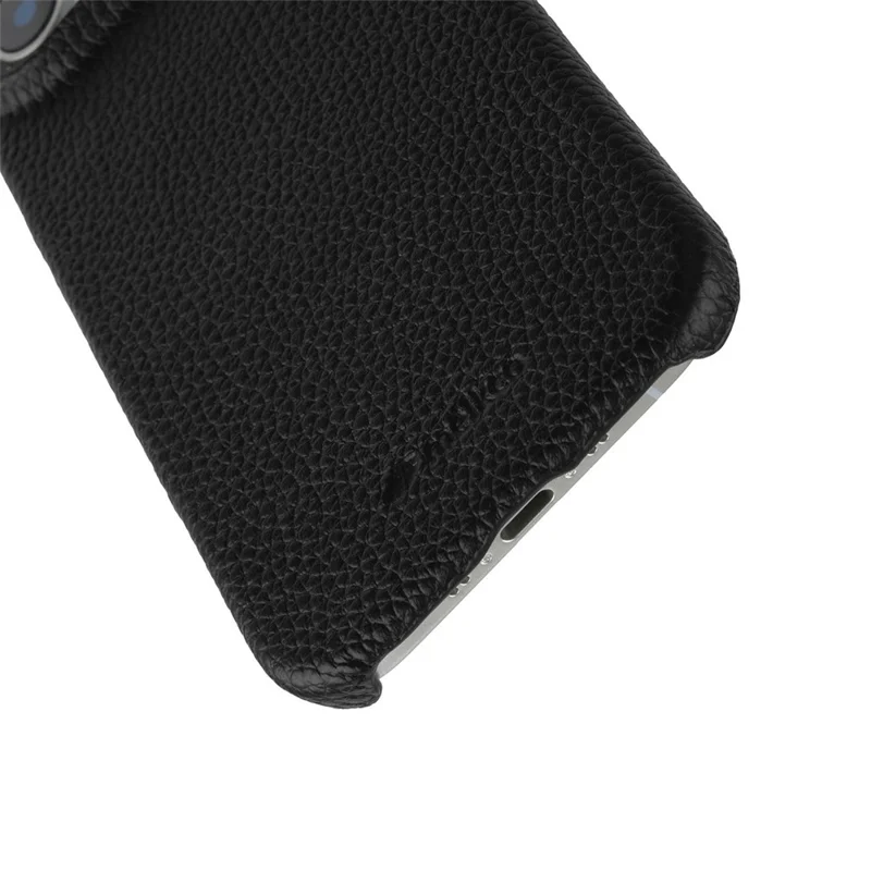 MELKCO For iPhone Air Case Genuine Cow Leather PC Phone Cover Compatible with MagSafe - Black