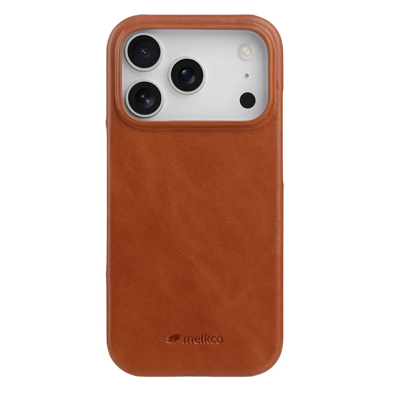 MELKCO Für iPhone 17 Pro Max Hülle Kompatibel mit MagSafe Wachsige Echte Kuhlederhülle - Braun