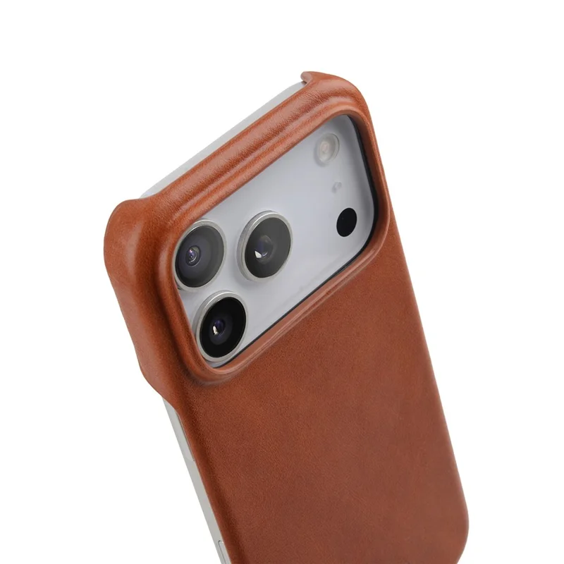 MELKCO Für iPhone 17 Pro Max Hülle Kompatibel mit MagSafe Wachsige Echte Kuhlederhülle - Braun