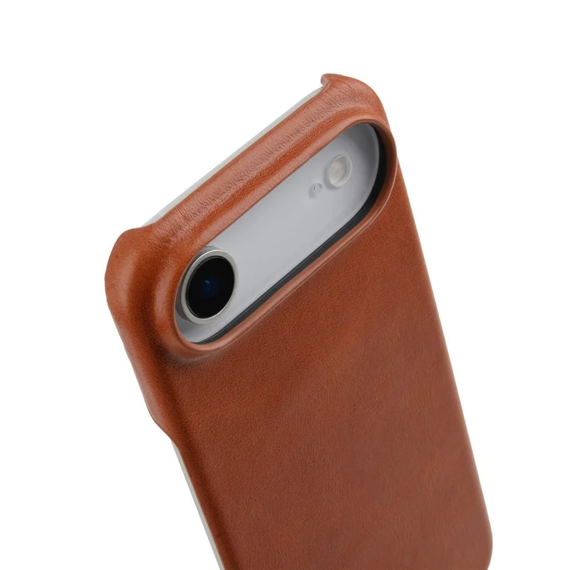 MELKCO For iPhone Air Case Compatible with MagSafe Waxy Genuine Cow Leather PC Phone Back Cover - Brown
