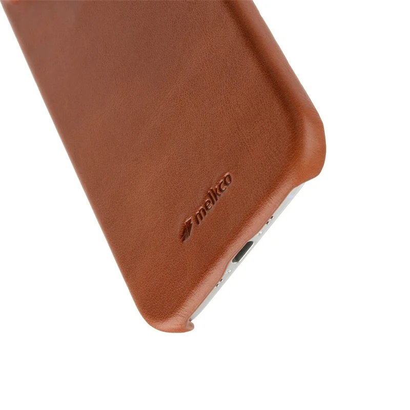 MELKCO For iPhone Air Case Compatible with MagSafe Waxy Genuine Cow Leather PC Phone Back Cover - Brown