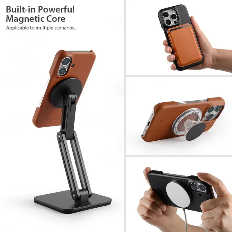 MELKCO Obudowa na iPhone 17 Kompatybilna z MagSafe Woskowa Skóra Naturalna Krów Obudowa Tylna PC - Czarny