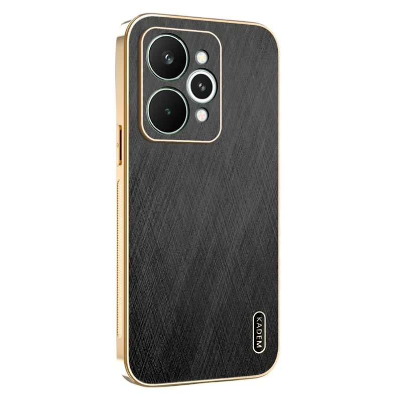 KADEM Para Realme 15 5G Funda Textura de Seda Chapada Funda Trasera de Teléfono de PU + TPU - Negro