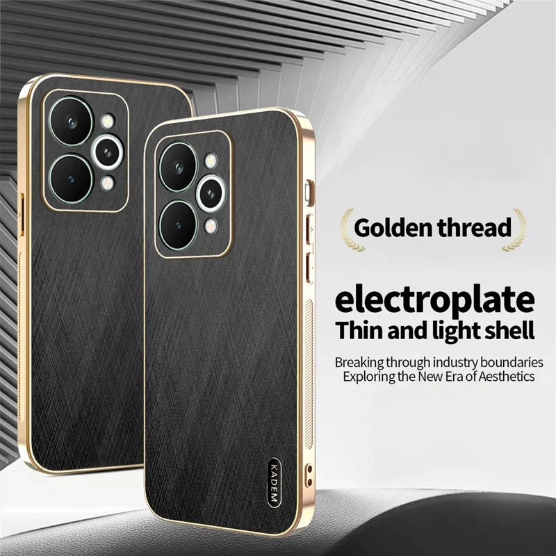 KADEM Для Realme 15 Pro 5G Чехол Электрохимическое покрытие Шелковая текстура PU + TPU Задняя крышка телефона - Черный