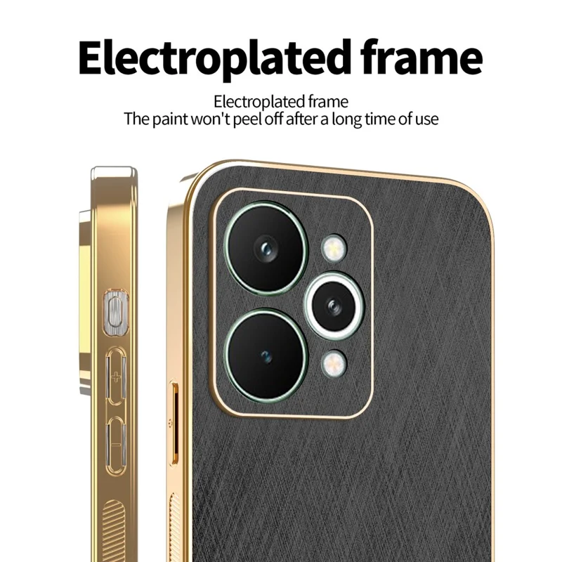KADEM Для Realme 15 Pro 5G Чехол Электрохимическое покрытие Шелковая текстура PU + TPU Задняя крышка телефона - Черный