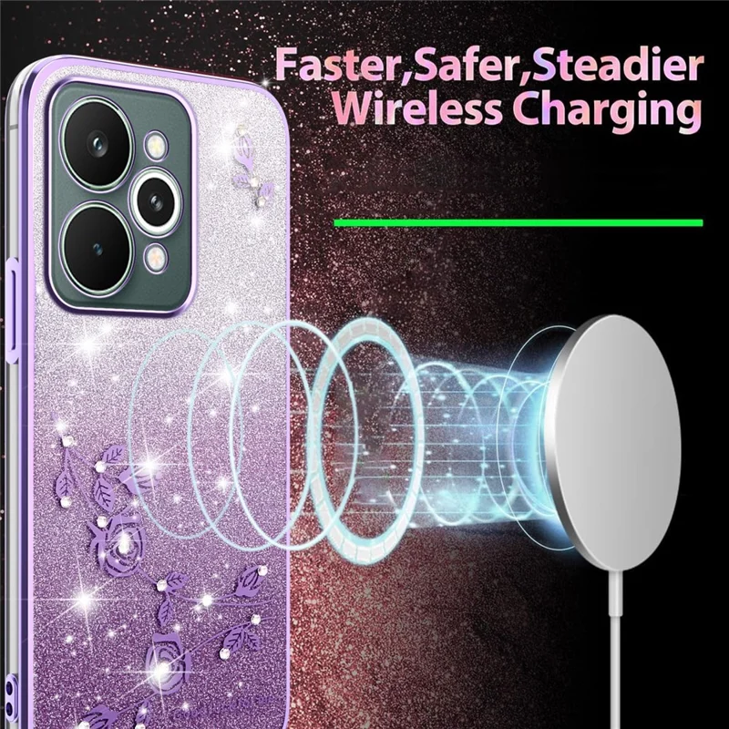 KADEM Pour Realme 15 5G Étui Fleur TPU Flexible Dégradé Couverture de Téléphone - Pourpre