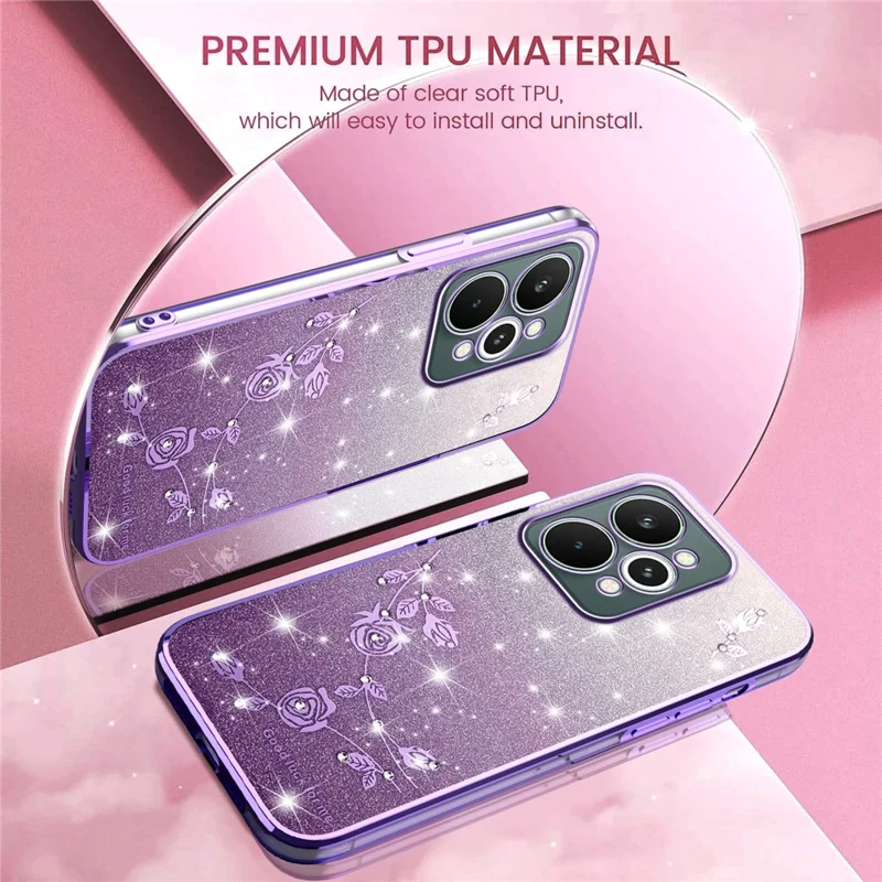 KADEM Pour Realme 15 5G Étui Fleur TPU Flexible Dégradé Couverture de Téléphone - Pourpre
