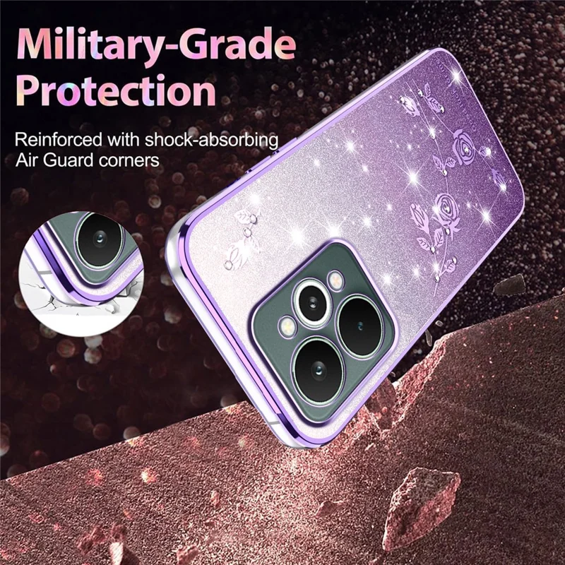 KADEM Étui pour Realme 15 Pro 5G Fleur TPU Flexible Dégradé Couverture de Téléphone - Violet