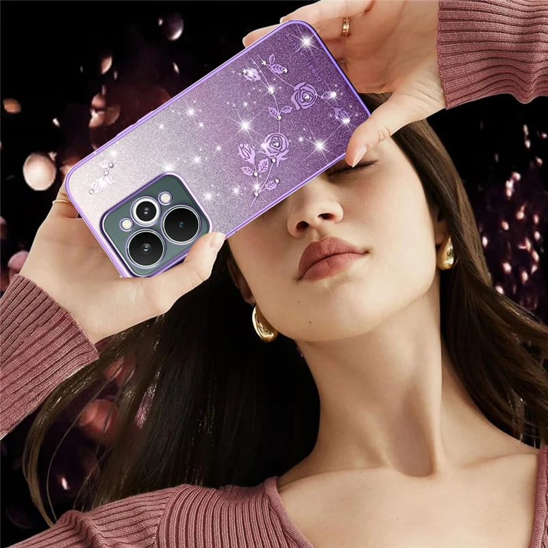 KADEM Étui pour Realme 15 Pro 5G Fleur TPU Flexible Dégradé Couverture de Téléphone - Violet
