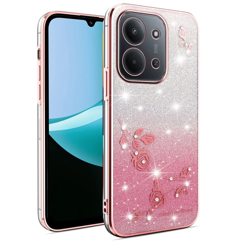 KADEM Pour Xiaomi Redmi 15C 4G (Global) (171mm) Étui Fleur TPU Flexible Dégradé Couverture de Téléphone - Or Rose