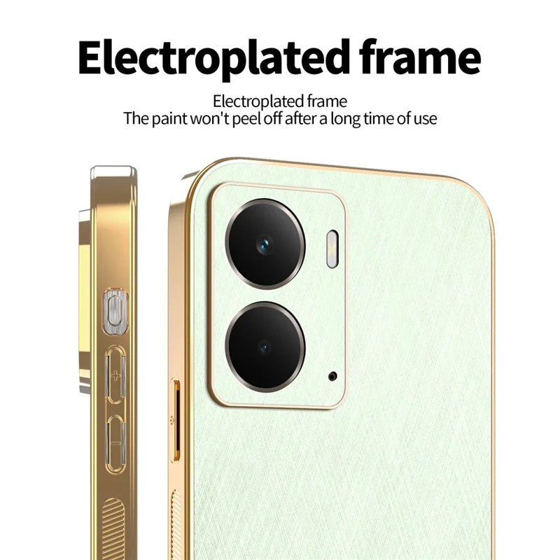 KADEM Für Realme P3 5G Hülle Elektroplattierung Seidenstruktur PU + TPU Handy-Rückseite - Grün