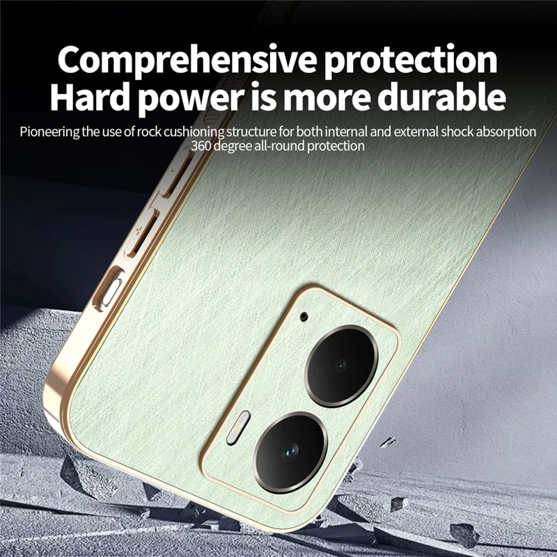 KADEM Für Realme P3 5G Hülle Elektroplattierung Seidenstruktur PU + TPU Handy-Rückseite - Grün