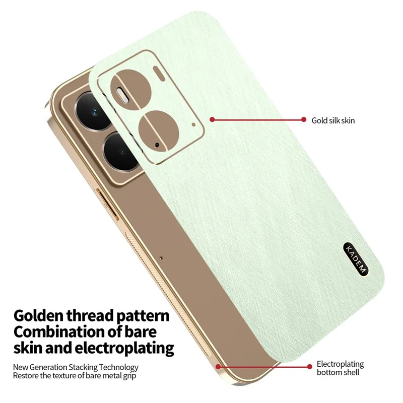 KADEM Für Realme P3 5G Hülle Elektroplattierung Seidenstruktur PU + TPU Handy-Rückseite - Grün