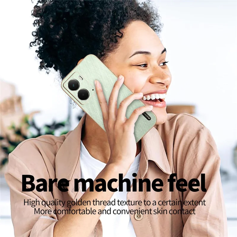 KADEM Für Realme P3 5G Hülle Elektroplattierung Seidenstruktur PU + TPU Handy-Rückseite - Grün