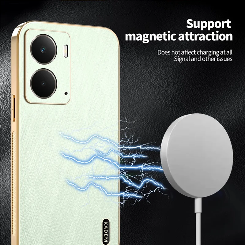 KADEM Für Realme P3 5G Hülle Elektroplattierung Seidenstruktur PU + TPU Handy-Rückseite - Grün