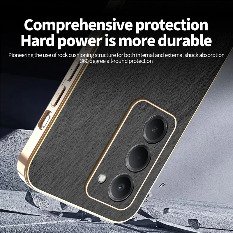 KADEM для Xiaomi Redmi 15 4G (169 мм) Чехол Электроплатирование Шелковая текстура PU + TPU Задняя крышка телефона - Черный