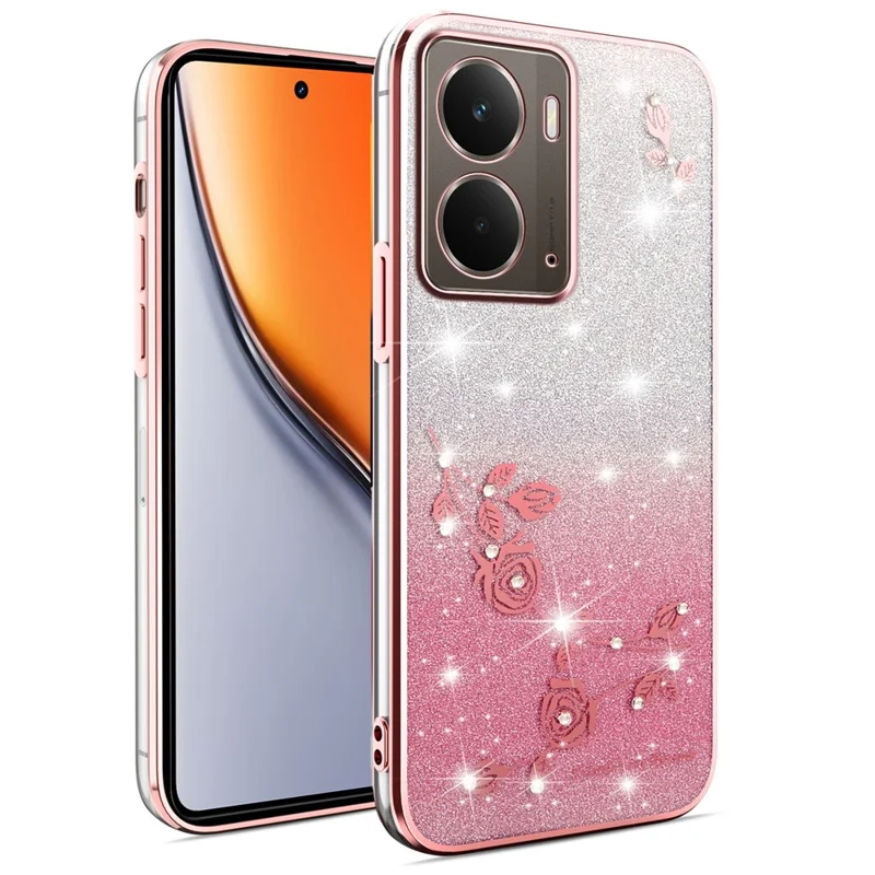 KADEM Pour Réalme P3 5G Étui Fleur TPU Flexible Couverture de Téléphone Dégradé - Or Rose