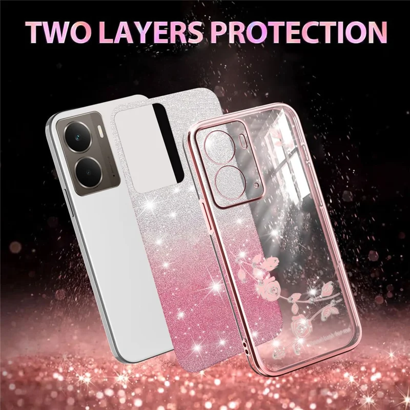KADEM Pour Réalme P3 5G Étui Fleur TPU Flexible Couverture de Téléphone Dégradé - Or Rose
