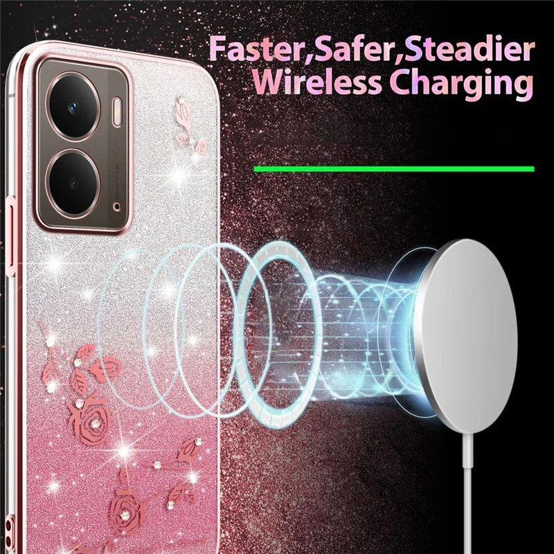 KADEM Pour Réalme P3 5G Étui Fleur TPU Flexible Couverture de Téléphone Dégradé - Or Rose