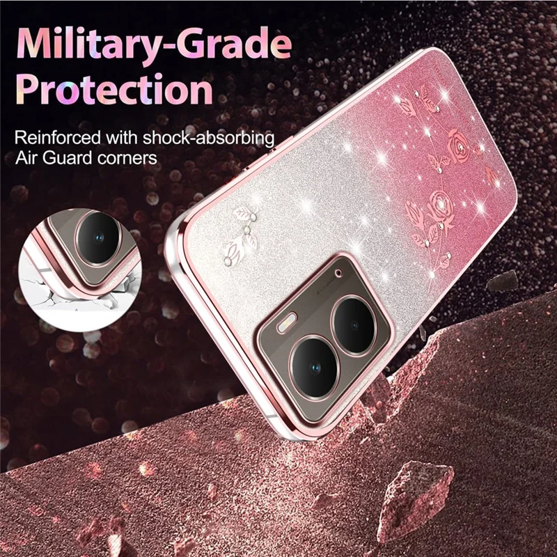 KADEM Pour Réalme P3 5G Étui Fleur TPU Flexible Couverture de Téléphone Dégradé - Or Rose
