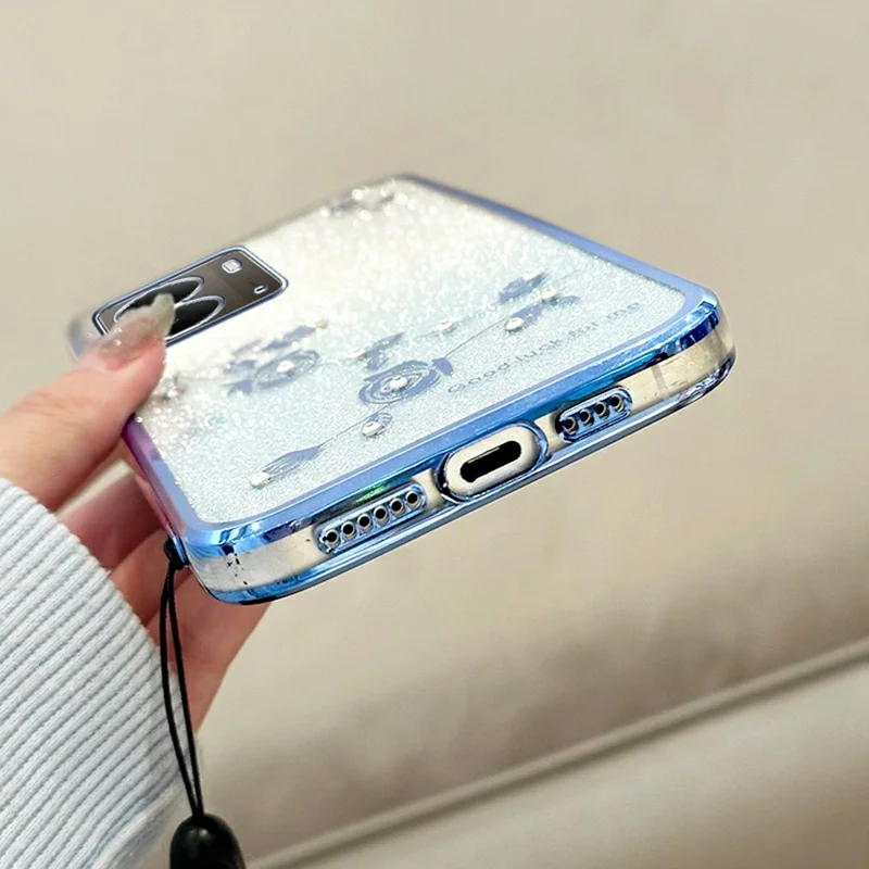KADEM Чехол для Realme P3 5G с цветочным узором, градиентный чехол для телефона с шнурками - синий