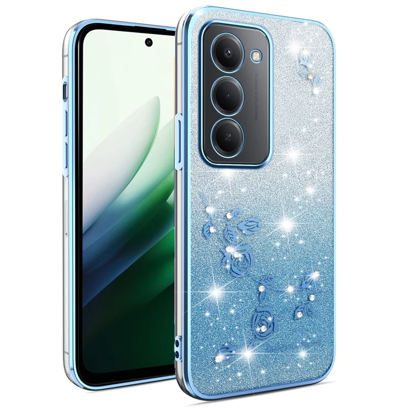 Étui KADEM pour Xiaomi Redmi 15 4G (169mm) Fleur TPU Flexible Dégradé Housse de Téléphone - Bleu