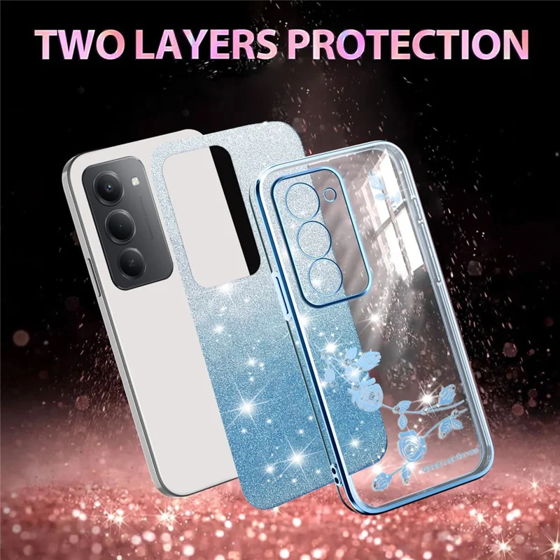 Étui KADEM pour Xiaomi Redmi 15 4G (169mm) Fleur TPU Flexible Dégradé Housse de Téléphone - Bleu