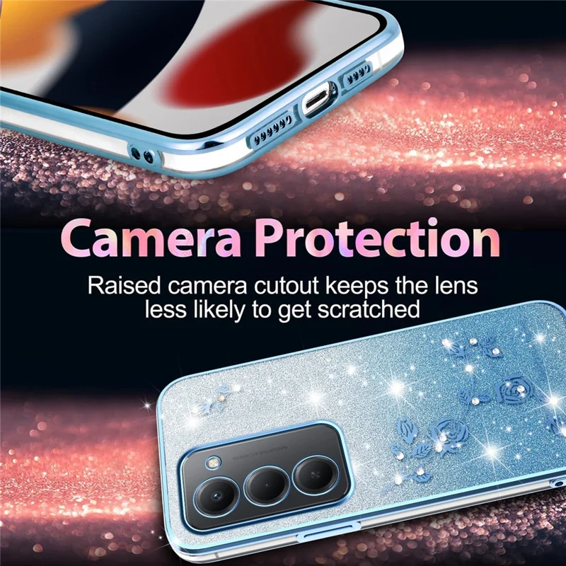 Étui KADEM pour Xiaomi Redmi 15 4G (169mm) Fleur TPU Flexible Dégradé Housse de Téléphone - Bleu
