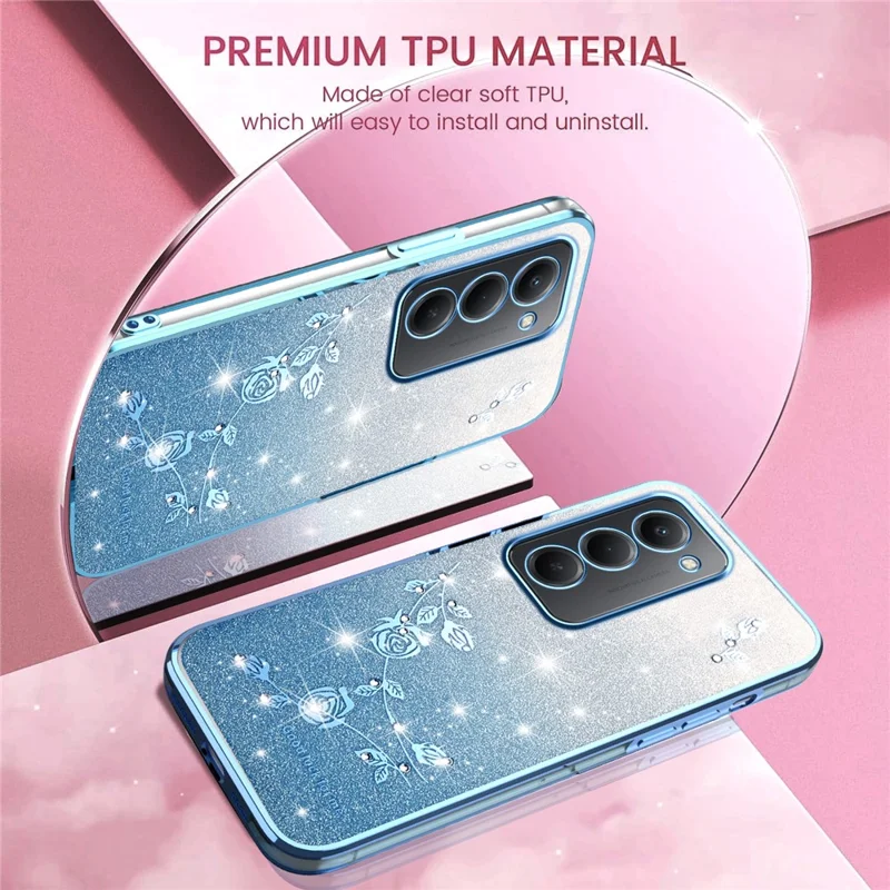 Étui KADEM pour Xiaomi Redmi 15 4G (169mm) Fleur TPU Flexible Dégradé Housse de Téléphone - Bleu