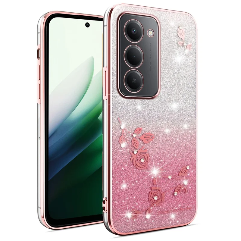 Étui KADEM pour Xiaomi Redmi 15 4G (UE) (171 mm) Étui téléphone flexible en TPU Gradient Fleur - Or rose