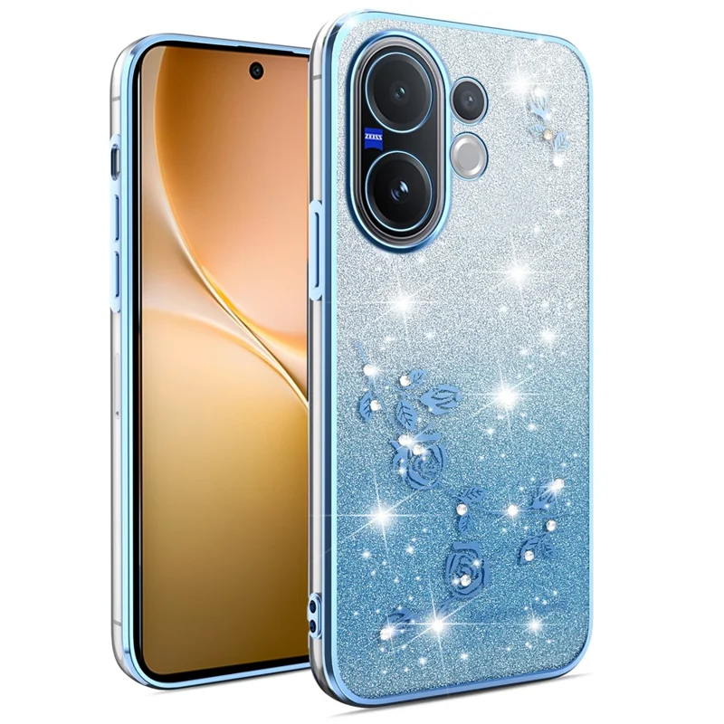 Étui KADEM pour Vivo V60 5G Fleur TPU Flexible Dégradé Housse de Téléphone - Bleu